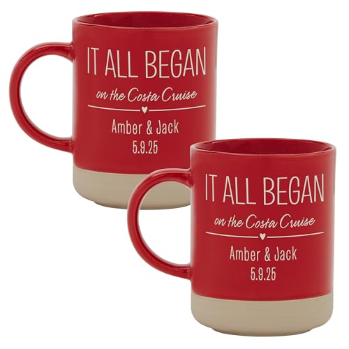 Set de 2 mugs personalizados de stoneware rojos miniatura 1