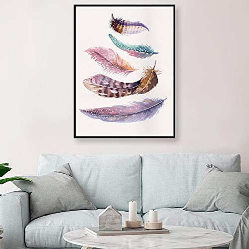 Cuadro de plumas colorido para decoración nórdica de paredes en salones y dormitorios