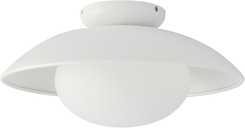 Lámpara de techo semiempotrada blanca suave de 15 pulgadas, pantalla de cuenco estilo vintage, lámpara de montaje empotrado moderna para dormitorio,
