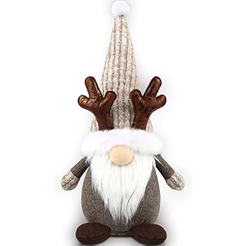 Godeufe Christmas Gonk Decor Gnomes Gift Xmas Decoration with Antlers for Home Kitchen Farmhouse Tiered Tray, Elf Dwarf Figurines Handmade Scandinavian Tomte 34 cm (Classic) Cover