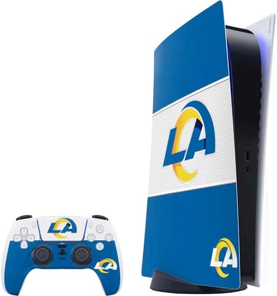 Skinit Decal Gaming Skin Compatible with PS5 Bundle - Officially Licensed NFL Los Angeles Rams Distressed Design