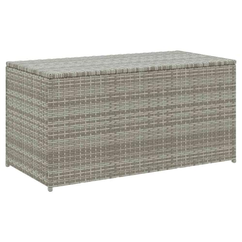 vidaXL Baule da Giardino Sedile da Esterni Cassa per Patio Cassapanca da Giardino Arredo Arredamento Grigio 100x50x50 cm in Polyrattan
