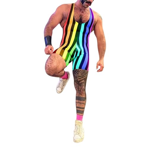RUMAOZIA Body de lucha libre para hombre, uniforme de lucha libre, corte ajustado, traje deportivo de una pieza, sin mangas, camiseta de lucha activa para levantamiento de pesas, morado, XXXL