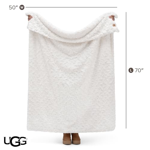 UGG Adalee Throw Blanket for Couch, Faux Fur Blanket, 50" x 70", White - image 8
