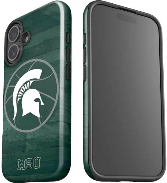 Skinit Impact Phone Case Compatible with iPhone 16 - Officially Licensed Michigan State University Basketball Courtside Design