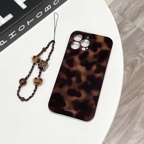NITITOP Compatible with iPhone 15 Pro Case with Chain Lanyard Strap Stylish Leopard Print Tortoise Brown Amber for Women Girls Men Soft TPU Shockproof Protective Cover - Brown by NITITOP - Image 2
