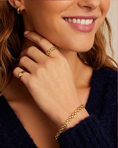 Image of gorjana - Brooklyn Bracelet 7 inch-7 1 /4 inch - 18k Gold Plated Brass - Textured Chain Links - Stylish Retro Design - Versatile Stacking, Lightweight Comfort