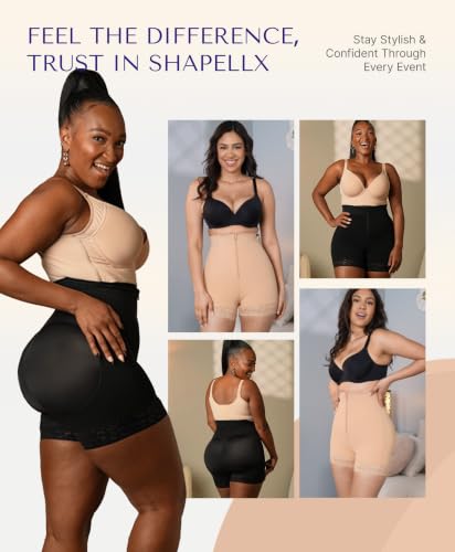 Image of SHAPELLX Shapewear Tummy Control Fajas Colombianas Moldeadoras Butt Lifting Shapewear Shorts For Women With Zip Closure