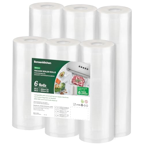 3 Rouleaux Sacs Sous Vide Alimentaire Bonsenkitchen 28 Cm X 5 M – Conservation Fraîcheur & Cuisson Sous Vide Sans BPA