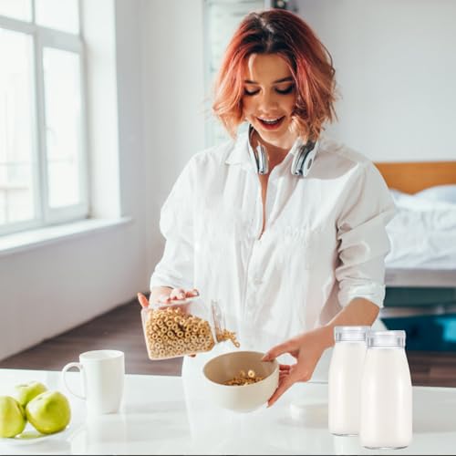 14 Pack 6.76 oz Small Glass Milk Bottle with Lids Reusable Drinking Bottle Clear Mini Glass Bottles Juice Glass Container Bottle Shake Glass Bottles for Drinking Water Juice Honey Supplies