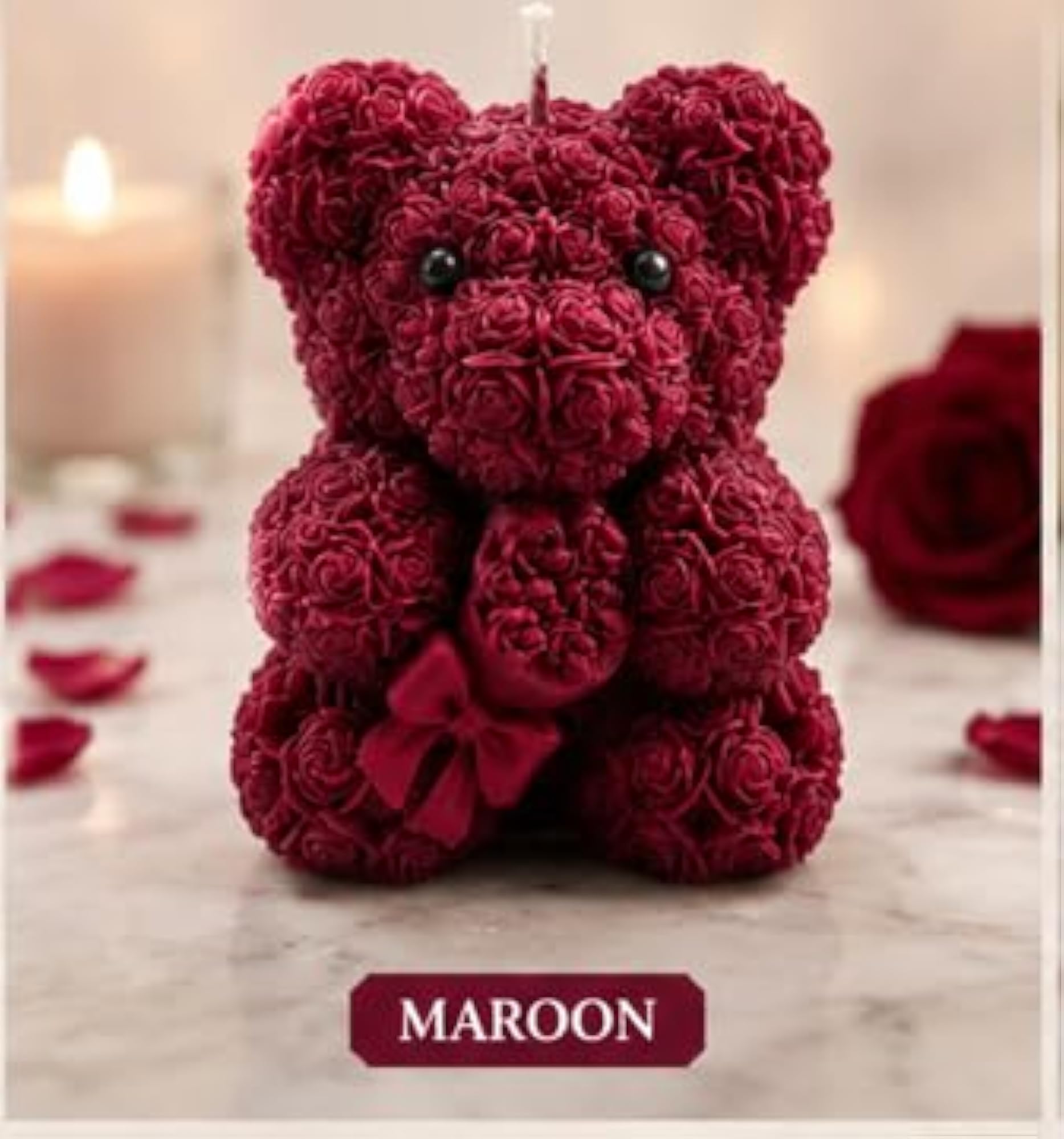 Rose Teddy Bear Romantic Candle