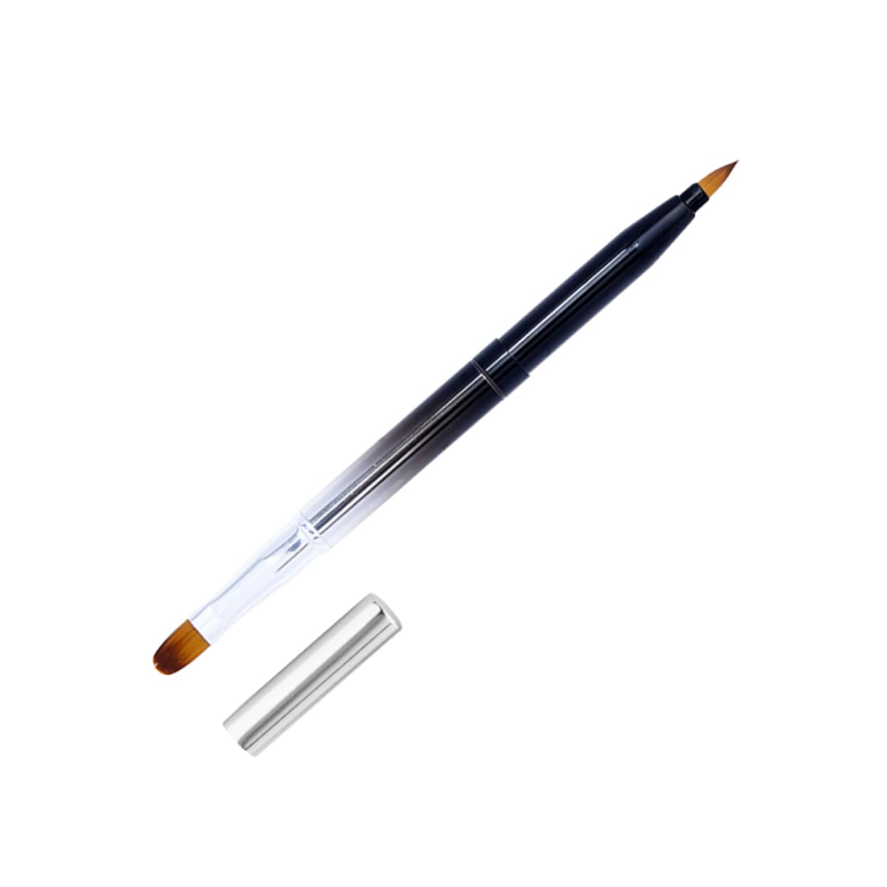 Healvian Retractable Lip Brush with Metal Lid Compact Dual Ended Lipstick Applicator for Gloss Makeup Portable Black Gradient Design for Home and Professional Use