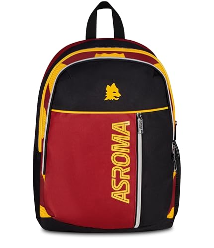 Seven Zaino Scuola Doppio Scomparto Roma, Nero, 26 L, Tasca frontale, Tasca laterale portaborraccia, Scuola elementare e media, Bambini e ragazzi, Calcio, Prodotto ufficiale