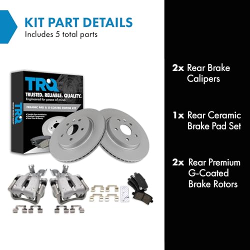 Image of TRQ Rear Brake Pad and Rotor Set Ceramic Vented Rotors Calipers | For 2014-2015 Chevrolet Malibu 2016 Malibu Limited