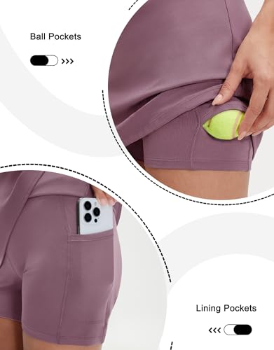 M MAELREG High Waisted Tennis Skirts for Women Stretchy Athletic Skirts for Pickleball Mini Lined Golf Casual Skort Lavender Pink — view 5