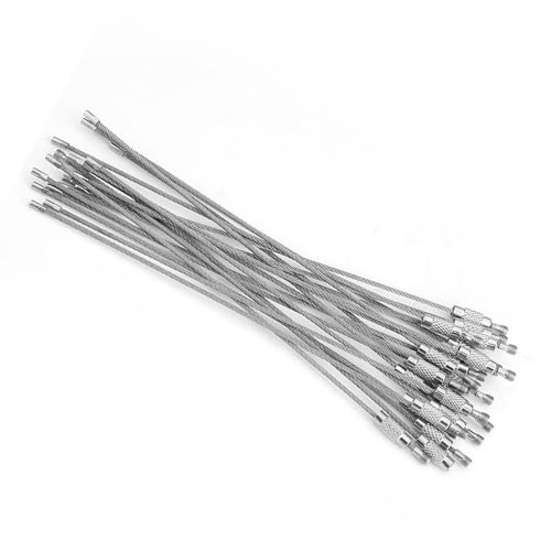 Cadena de Llave de Alambre con Acero Inoxidable, 20 Ganchos de Llave de Paquete para Llave de Etiqueta Colgante, Vestido de Cachorro, Llave de Mano, Acero Inoxidable, Diámetro Círculo de 4.5 Cm