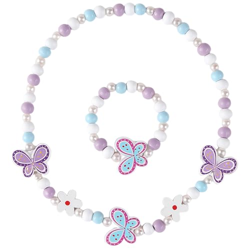 DIFLAX 2 Stück Holzperlen Schmetterling Schmuckset FüR Kinder,...