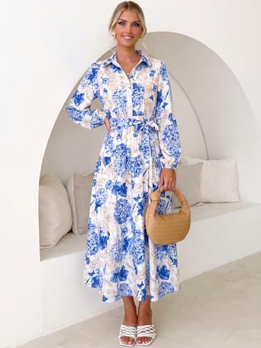 Image of Sissyaki Womens Long Sleeve Summer Maxi Dress 2026 Floral Dress Spring Wedding Guest Dress