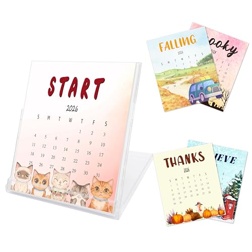 Mini calendrier de bureau 2025-2026 amusant style CD pour décorer votre coin télétravail