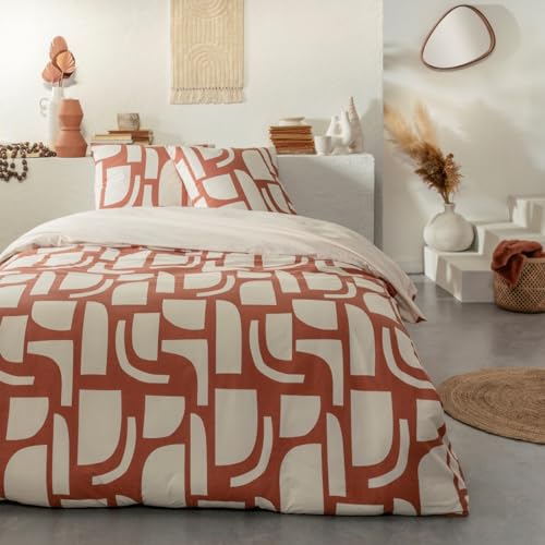 Future Home Parure de lit 3 pièces Adulte 2 Personnes géométrique Bicolore Set de Housse de Couette 260x240cm +2 Taies d'oreiller 63x63 cm avec Fermeture...