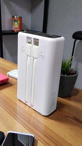 Resim HEARTZ H002 20000 MH PD 30W ve USB 22.5W FAST HIZLI ŞARJ DAHİLİ TYPE C VE LİGHTNİNG KABLOLU DÜNYA STANDARTLARINA UYGUN POLYMER BATARYA BİREBİR AMPER POWERBANK (BEYAZ) 