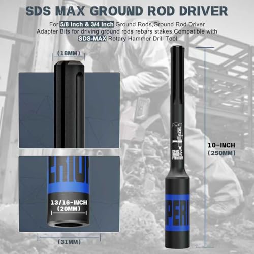 SKRWEAX SDS-Max Ground Rod Driver for 5/8-inch & 3/4-inch Ground Rods, Ground Rod Driver Adapter Bits, Compatible with SDS-Max Rotary Hammer Drill Tool by Skrweax - Image 2