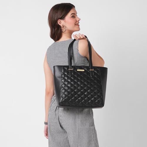 Image of Caprese Tilly Large Tote Bag for Women | Stylish Quilted, Durable, Multi-Compartment Design for Work, Travel, Shopping | Large Capacity, Comfortable Straps, Ideal for Tab & Essentials