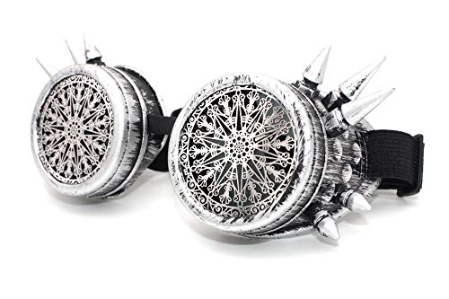 4sold (TM Steampunk Antique Copper Cyber Goggles Led Rave Goth Vintage Victorian UV400 Sunglasses ensses and stickers (Grey Studs 3)