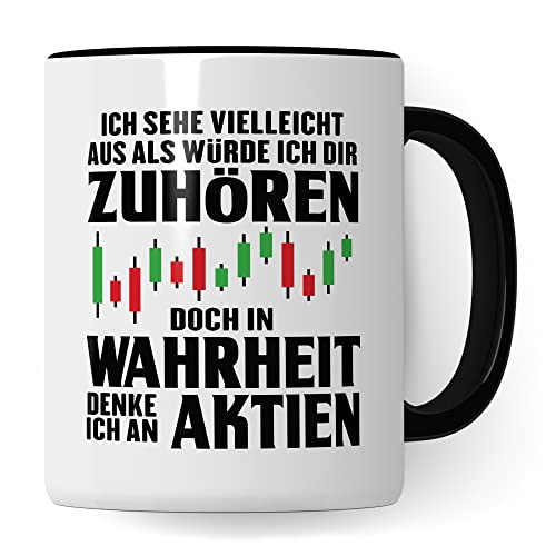 Tasse Aktien - Kaffeetasse für Investor Aktionär Börse Geld Trader - Geschenk zum Investieren Bullenmarkt Bärenmarkt Chart - Aktienkurse Motiv Geschenkidee Kaffeebecher