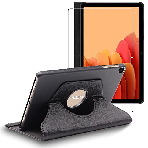 ebestStar   Funda para Samsung Galaxy Tab A7 10.4 T505 (2022, 2020), Carcasa Capa Giratoria, 360 Protectora, Cuero PU Soporte, Negro + Cristal Templado