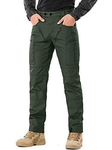 TRGPSG Men's Hiking Pants, Ripstop Camo Cargo Pants, Multi-Pocket Casual Work Pants 0193 ArmyGreen 40