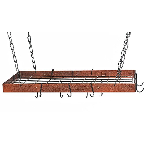 Rogar Rectangle Pot Rack - Hammered Copper with Black Grid