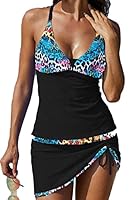 Boldgal Women's Leopard Print Plus Size Tankini (RSORSXQP_Blue_2X-Large)