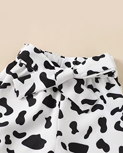Xuanhao 12 Month 18 Months Girl Clothes Baby Outfits Summer Girl Clothing Short Sets Short Sleeve Ruffle Cow Letter Print Tops Cow Belt Pants Shorts Girls 12-18 Months #TOP5