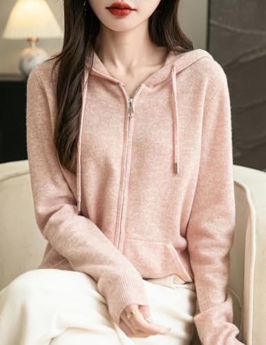 Women's 100% Merino Wool Zip Up Hoodies 2025 Fall Winter Warm Long Sleeve Knit Sweatshirt Cardigan with Pocket2