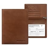 Premium Leather Passport Holder for Travel - RFID Blocking Passport Wallet for Men & Women, Passport Cover with Card Slots, ID Window - Business Travel, Airport Security, Gift for Travelers