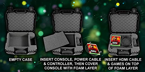 Casematix Travel Case Compatible With Xbox One X - Hard Shell Carrying Case With Protective Foam Compartments For Console, Controller, Power Adapter, Games And More Accessories #TOP2