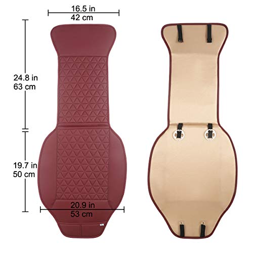 Black Panther 1 Pair Luxury Pu Car Seat Covers Protectors For Front Seats, Triangle Pattern, Compatible With 95% Cars (Sedan/Suv/Pickup/Mini Van) - Wine Red #TOP6