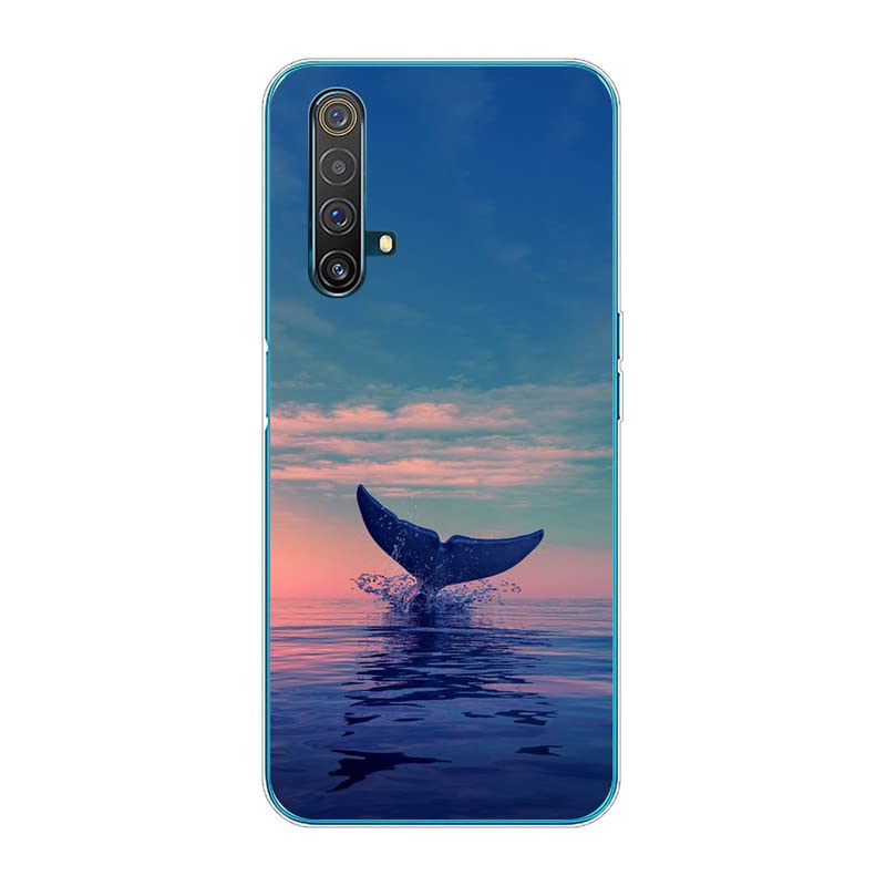 Case compatible with Realme X3/X3 Super Zoom,Shockproof Slim Thin Silicone Protective Anti-Fingerprint Anti-Scratch Anti-Fall phone cover - dolphins,seaside
