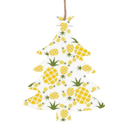 Piña.. Adornos de Navidad de madera con impresión para colgar en el árbol de Navidad, decoración de chimenea, etiquetas de Papá Noel