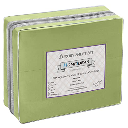 Homeideas 6 Piece Bed Sheets Set Extra Soft Brushed Microfiber 1800 Bedding Sheets Deep Pocket, Wrinkle & Fade Free (Full,Sage Green) #TOP6