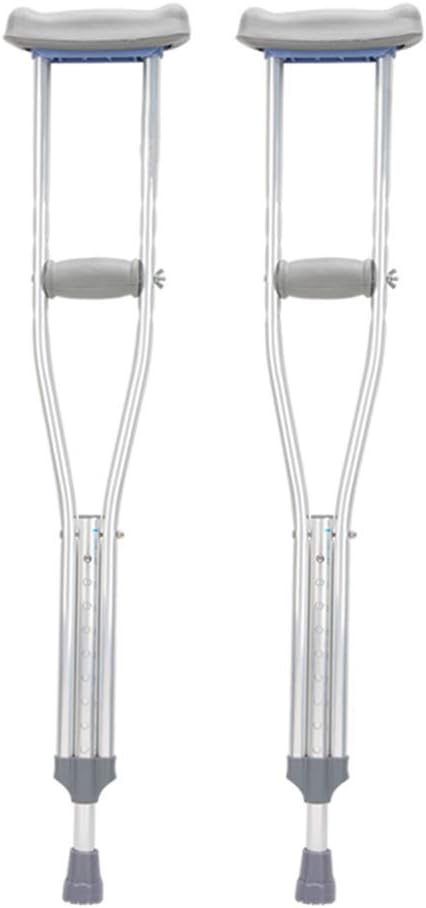Walking Sticks Crutches for Adults, Push Button Adjustable Crutches, Aluminum Crutches with Pads, Tips and Hand Grip Accessories, Available Sizes M L, Grey, 1 Unit, L