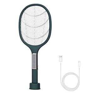 Muggendoderlamp 2in1 Solar Mosquito Killer Lamp Mosquito Killing Swatter USB Charging Electric Shock Bug Zapper Insect Repellent for thuis Muggenverdelger Lamp (Color : HGA002759-Green)
