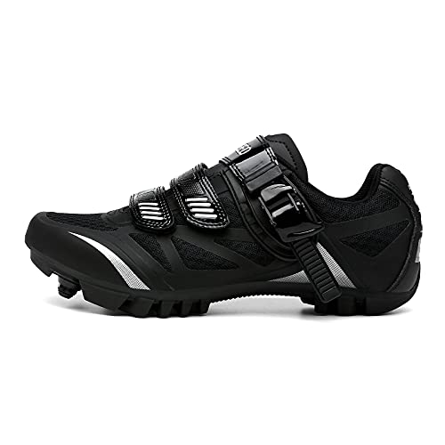 Image of MTB Cycling Mountain Bike Shoes, Indoor Cycling Shoe with Ratchet Buckle for Biking Riding Compatible with SPD Cleats
