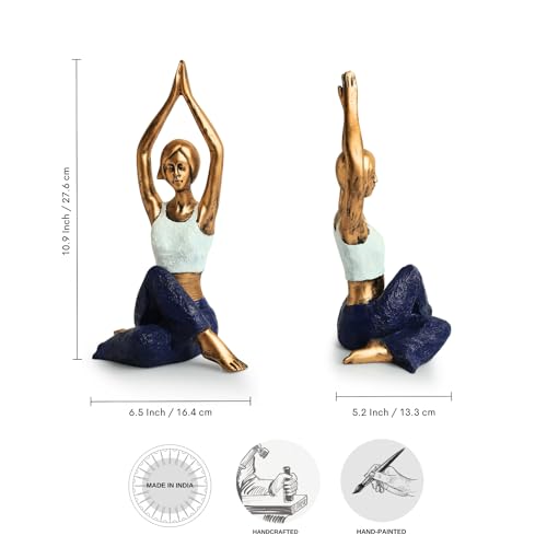 Image of ExclusiveLane 'Yoga Lady Staute' Showpiece for Home Decor (Resin, 10.9 Inch, Handcrafted) |Decorative Items for Living Room Show Pieces for Home Decor Living Room Curios Showpieces for Gifts