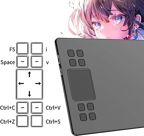 A50 Graphic Drawing Tablet 10x6 inch Pen Tablet,Smart Gesture Touch and 8 Express Keys, 8192 Levels Battery-Free Pen Support Windows, MAC, Linux, Android Mobile,Support Tilt Pressure, Black