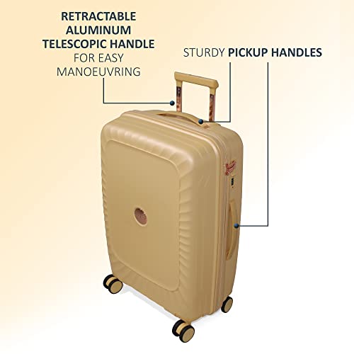Image of ROMEING Sicily 20 inch, Polypropylene Luggage, Hard Sided, (Yellow 55 cms) Small Cabin Trolley Bag | 8 Spinner Smooth Wheels | TSA Lock | Unbreakable | Men & Women & Kids