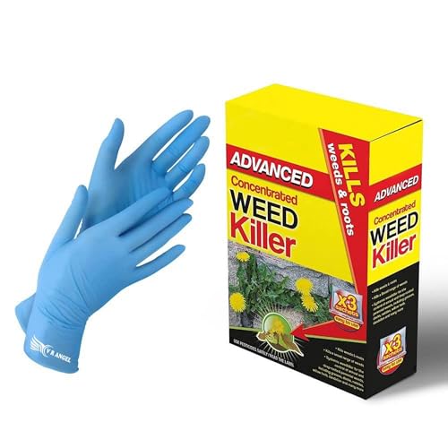 Advanced Weed Killer Concentrated Extra strong with 1 Pair Non-Sterile Gloves Super Strength and Easy to use Weed & Roots Control with Glyphosate (3 x 80ml Sachet)
