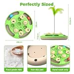 3 in 1 Cat Treat Puzzle Feeder, Level 3 Interactive Cat Puzzle Toy with Track Balls, Feather Teaser & Slow Feeder Insert, Non-Slip Base, Mental Stimulation for Bored Indoor Cats, Green - Image 6