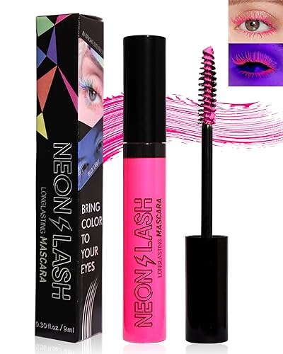 Mascara à Paillettes UV Fluo, Volume et Longueur, 1 Pièce Rose Imperméable, Voluming Eyelash, Non Agglomérant, Longue Durée, Anti-Salissures, Pour Halloween, Spectacles sur Scène-04